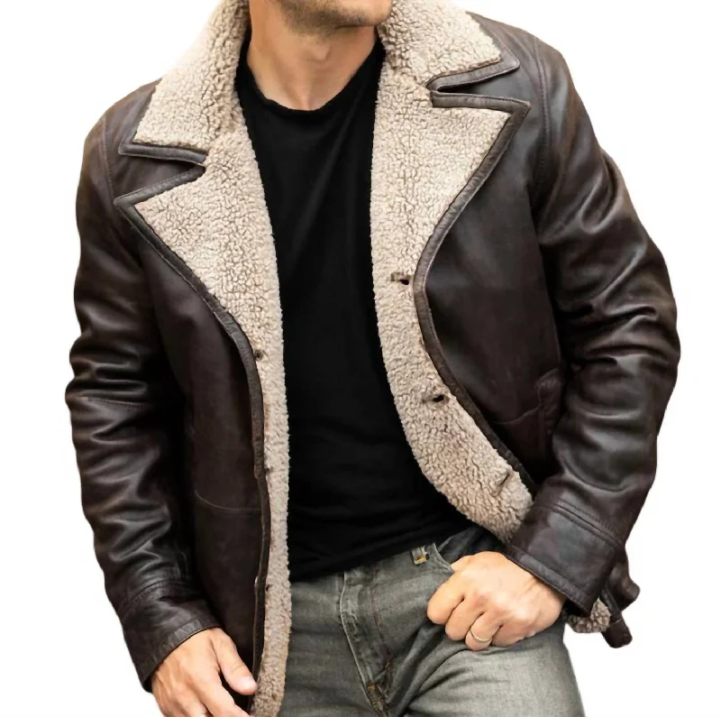 Men's Brew Cf Leather Jacket In Chesnut Dynamic Women's High - energy