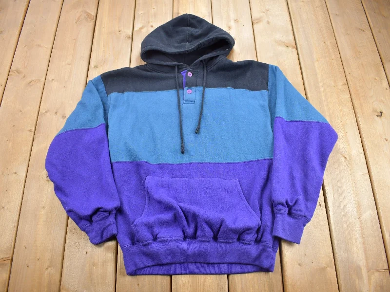 Vintage 1990s Grand Banks Performance Color Block Hoodie Stylish Women's Tropical 