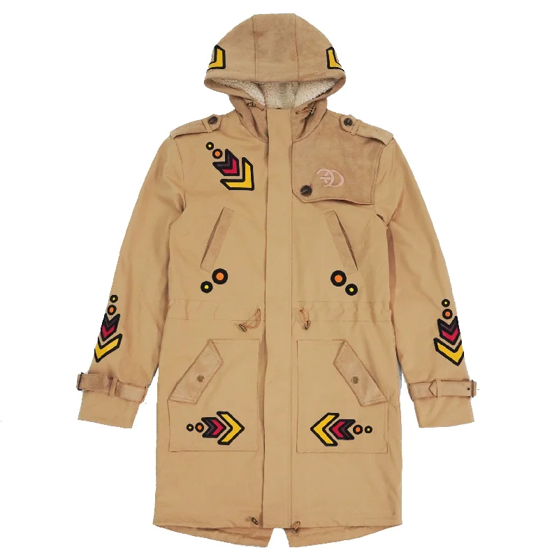 F1334 Jovan Aztec Weather Proof Coat - Khaki Relaxed Women's Beachy