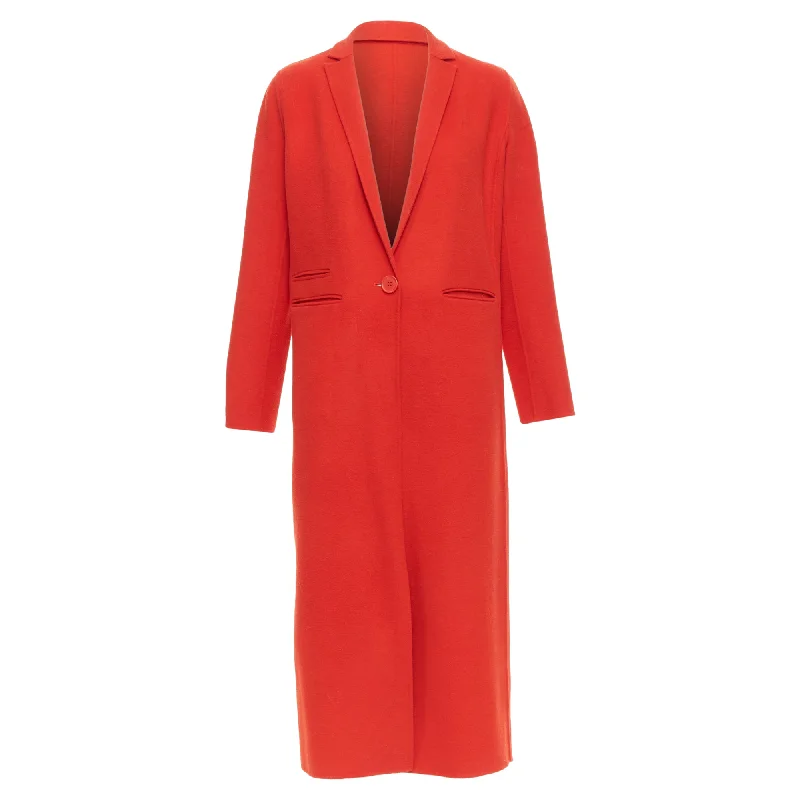 Maje Wool Blend Peak Lapel Pocketed Long Coat Jacket Rugged Women's Outdoor 