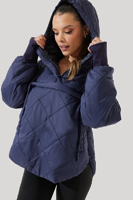 Pillow Packable Puffer Jacket - Peacoat Navy Cozy Women's Sherpa - lined