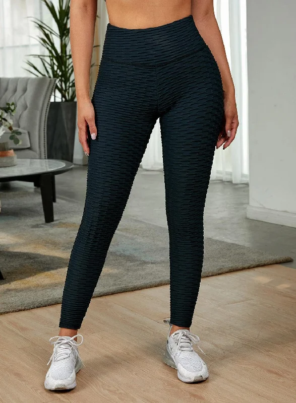 Textured High Waist Active Leggings Feminine Women's Style 