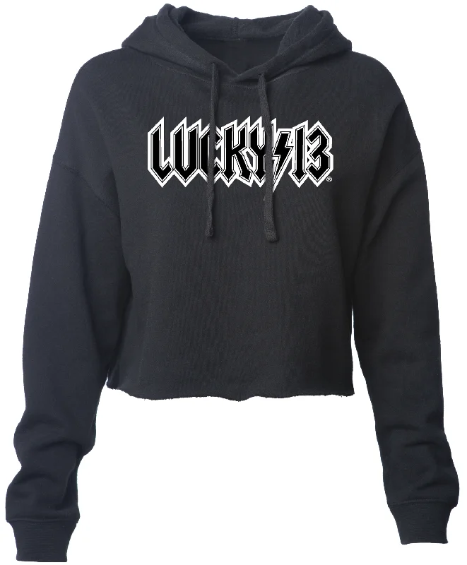 The HIGH VOLTAGE Women's Lightweight Cropped Hoodie - BLACK **NEW** Casual Women's Japanese 