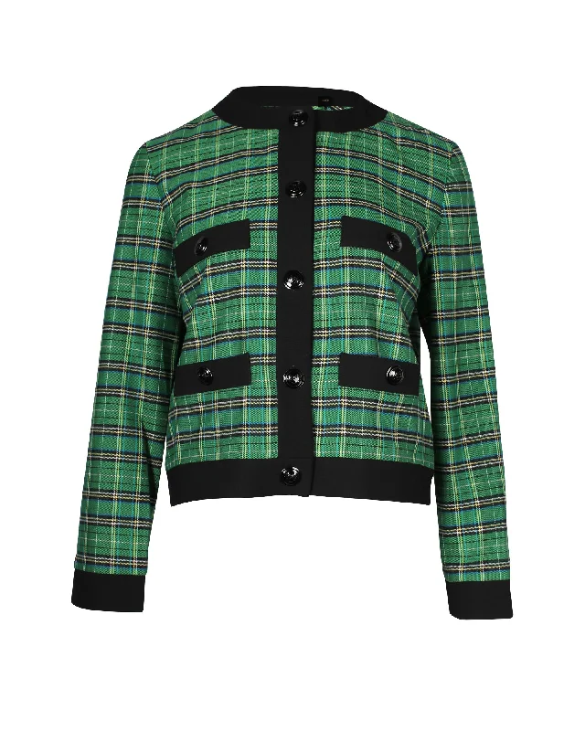 Maje Plaid Jacket in Green Polyester Laid - back Women's Vibe