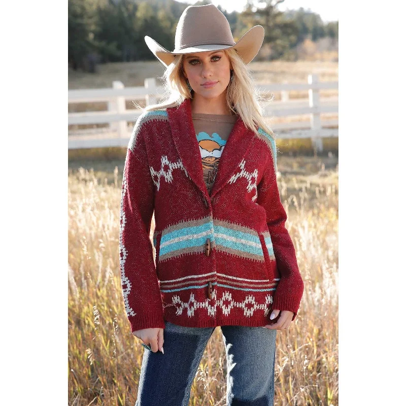 Cinch Women's Red Thunderbird Cardigan Bold Women's Animal Print