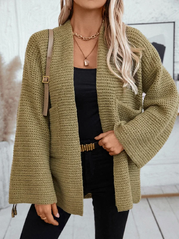 Open Front Long Sleeve Cardigan Refined Women's Hand - crafted