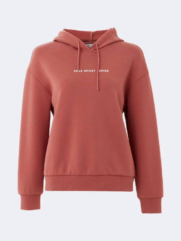 Erke Pullover Women Training Hoody Pink Monochromatic Office Style