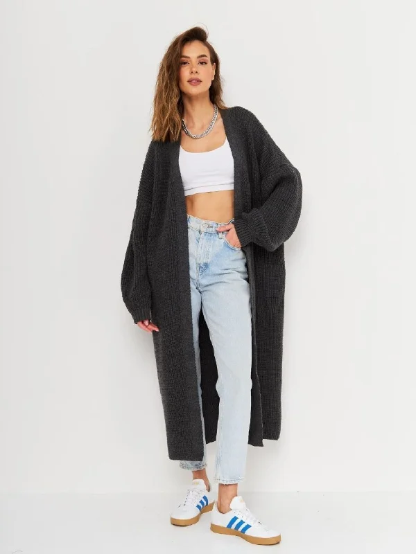 Open Front Long Sleeve Longline Cardigan Sporty Women's Athleisure 