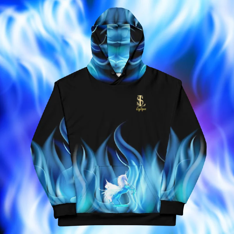 Hoodie - Hey-Ley Blue Fire Stylish Women's Neon