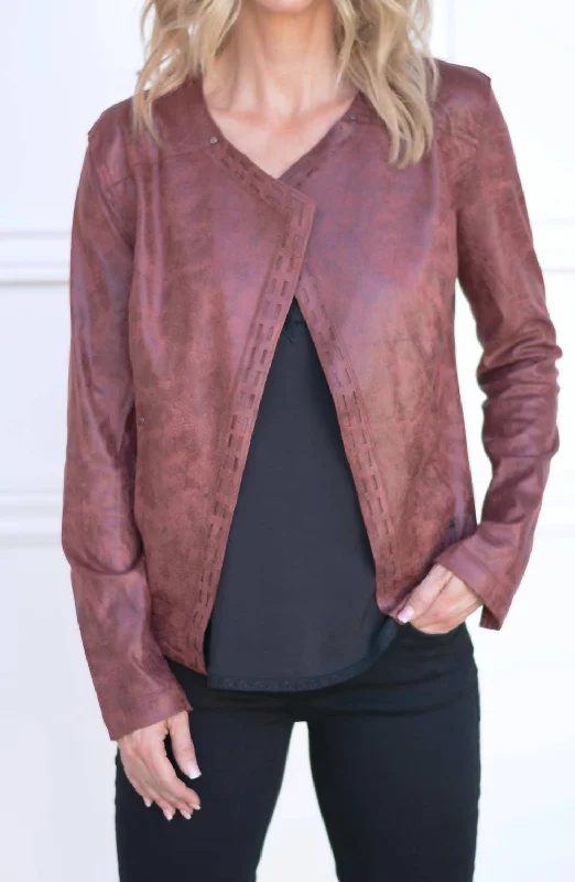 Trent Faux Leather Jacket In Sable Traditional Women's Wool