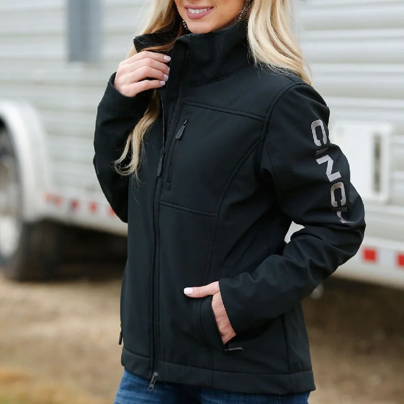 Cinch Women's Logo Sleeve Concealed Carry Bonded Jacket in Black Sporty Women's Athleisure 