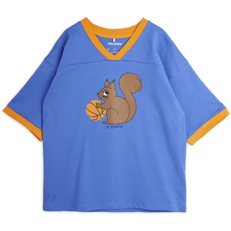 Mini Rodini Blue Squirrel Sp T-shirt Loose Fit Hip Women's Retro