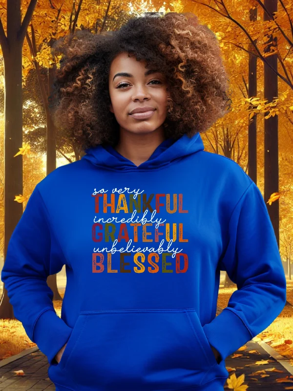 Thankful Grateful Blessed Hoodie Athletic Women's High - 