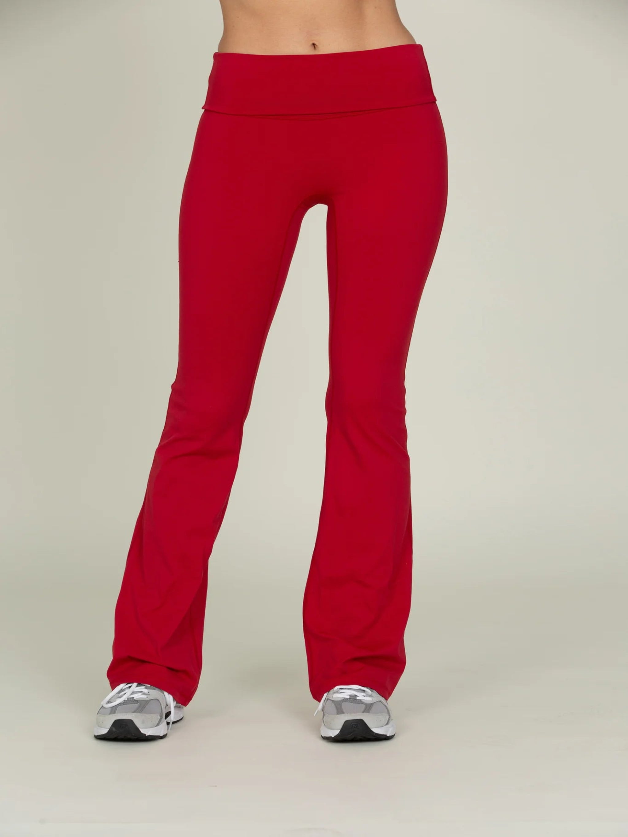 Gold Hinge Essential Fold Over Flare Pants - Ruby Monochromatic All - in - one