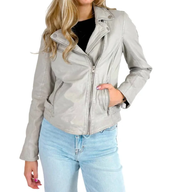 Sofia Leather Jacket In Off White Edgy Women's Punk