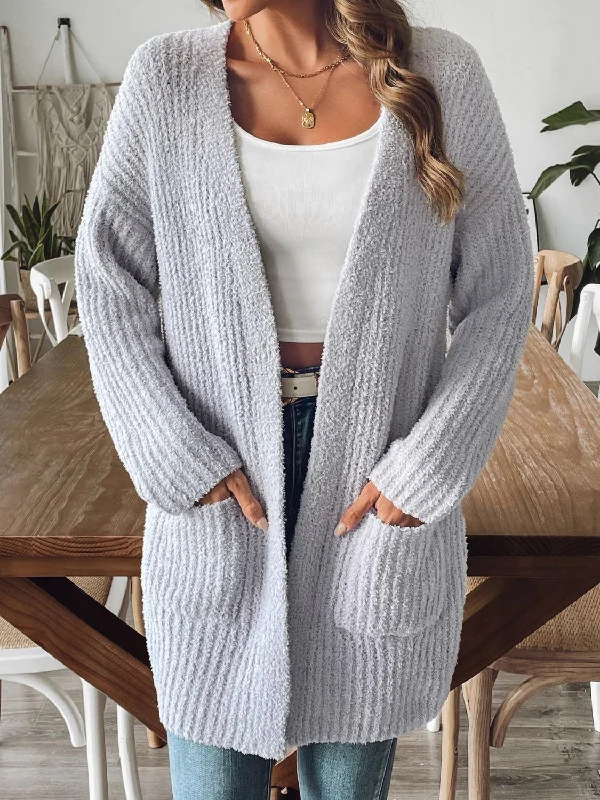 Open Front Long Sleeve Cardigan Modern Women's 