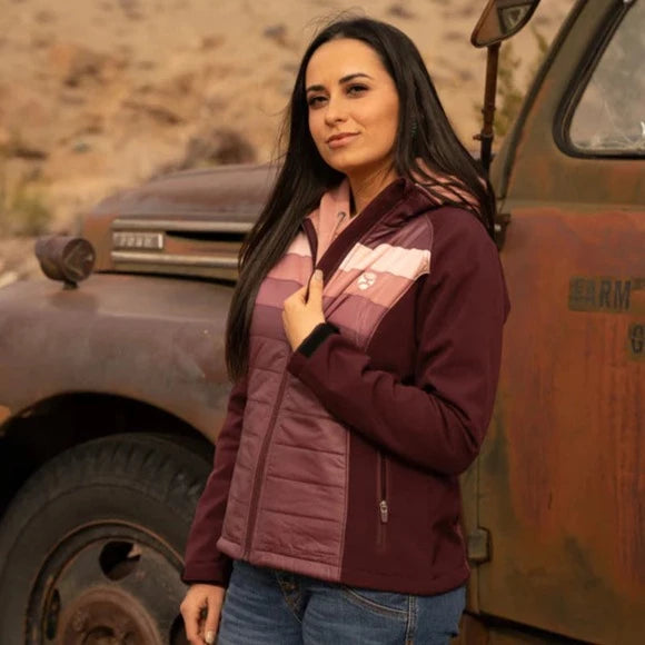 Hooey Women's SoftShell Jacket in Maroon Classic Women's Pin - striped