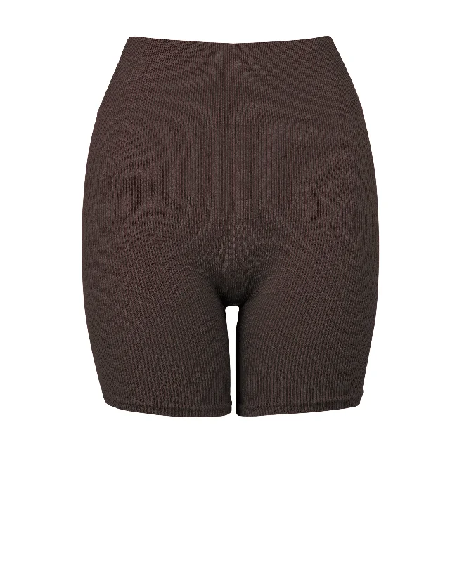 RIBBED COMPOSED Shorts | Chocolate Brown Artistic Women's Hand - painted
