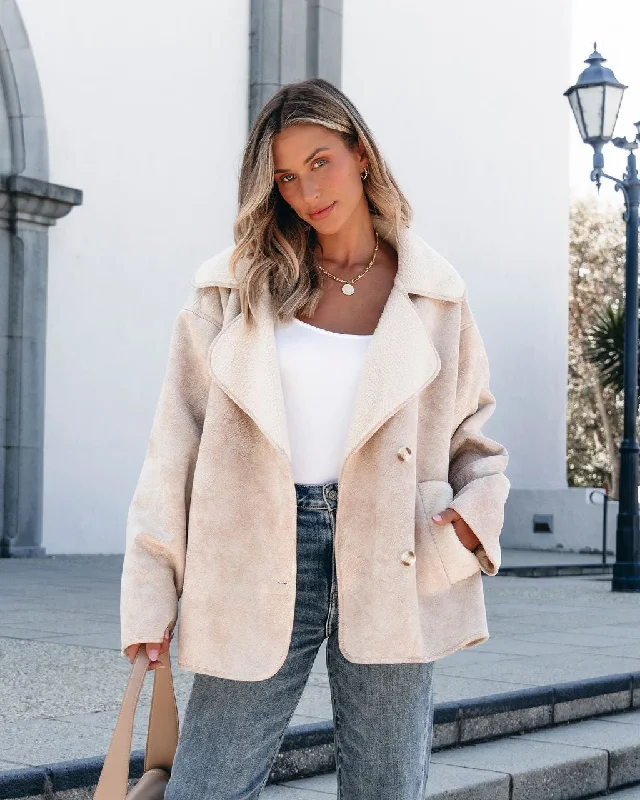 Muse By Magnolia Faux Suede Sherpa Jacket - Beige Cool Women's Skate