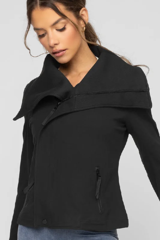 Heart Racer Moto Jacket - Black Cozy Women's Winter