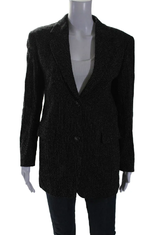 Max Mara Women's Collared Long Sleeves Line Two Button Blazer Black Artistic Women's Avant - 