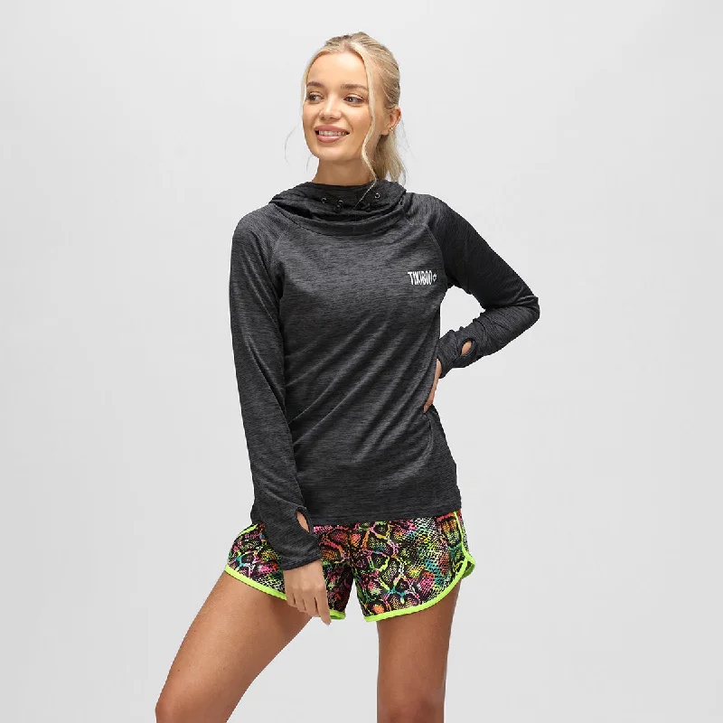 Black Slate Cowl Neck Hoodie Hip Women's Urban