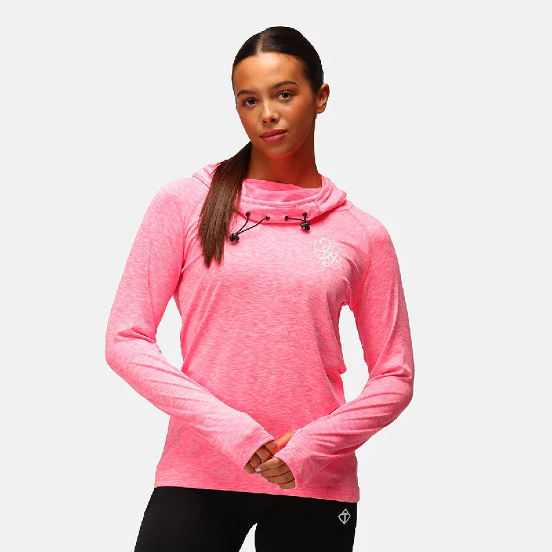 TKB Electric Pink Cowl Neck Hoodie Dynamic Women's High - energy