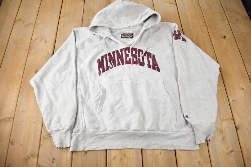 Vintage Y2K University Of Minnesota Collegiate Champion Reverse Weave Hoodie Sporty Women's Athleisure 