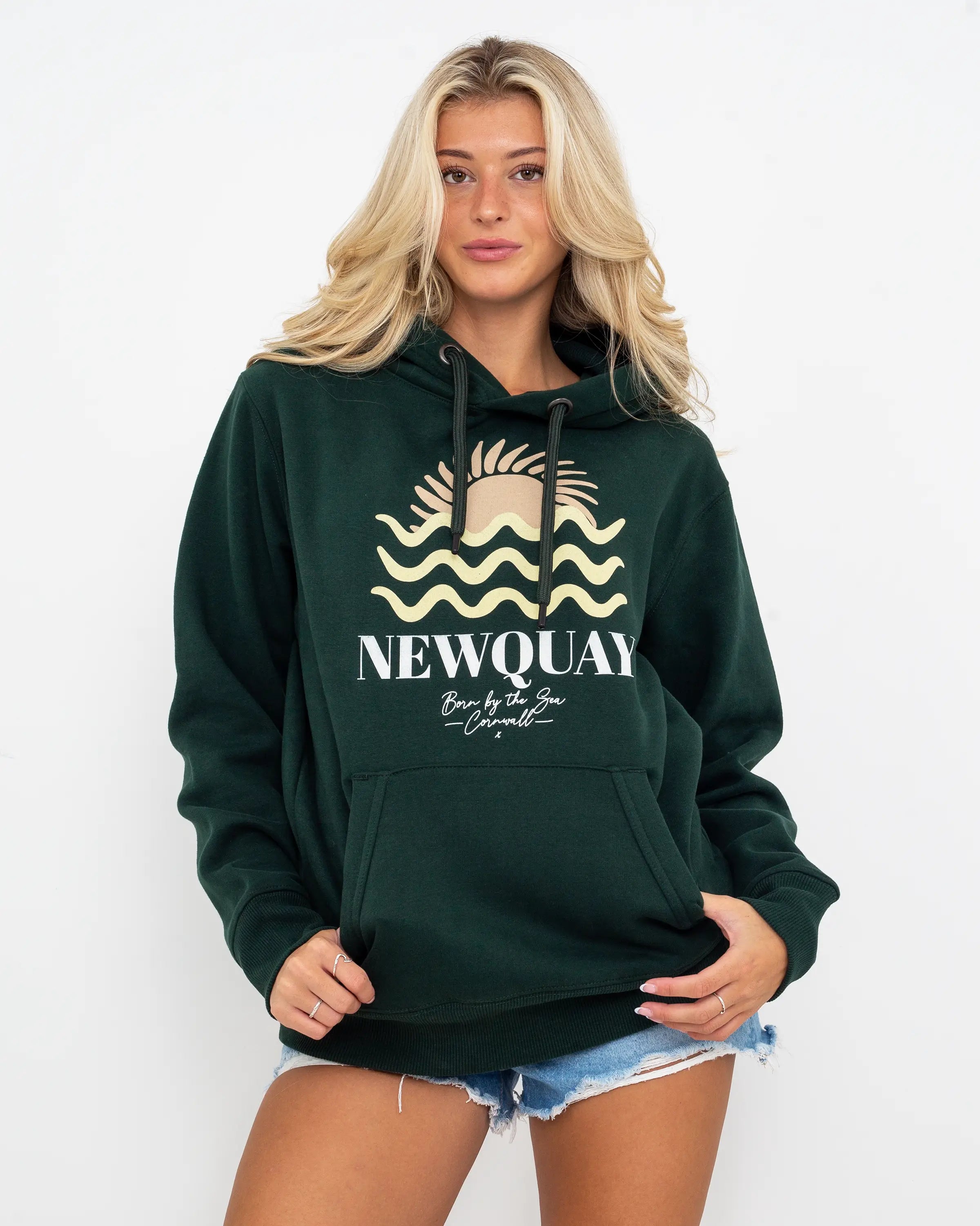 Newquay Hoodie in Bottle Green Elegant Women's Formal 