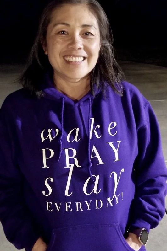 Wake Pray Slay Everyday Bright Colors Hoodie Rugged Women's Outdoor 