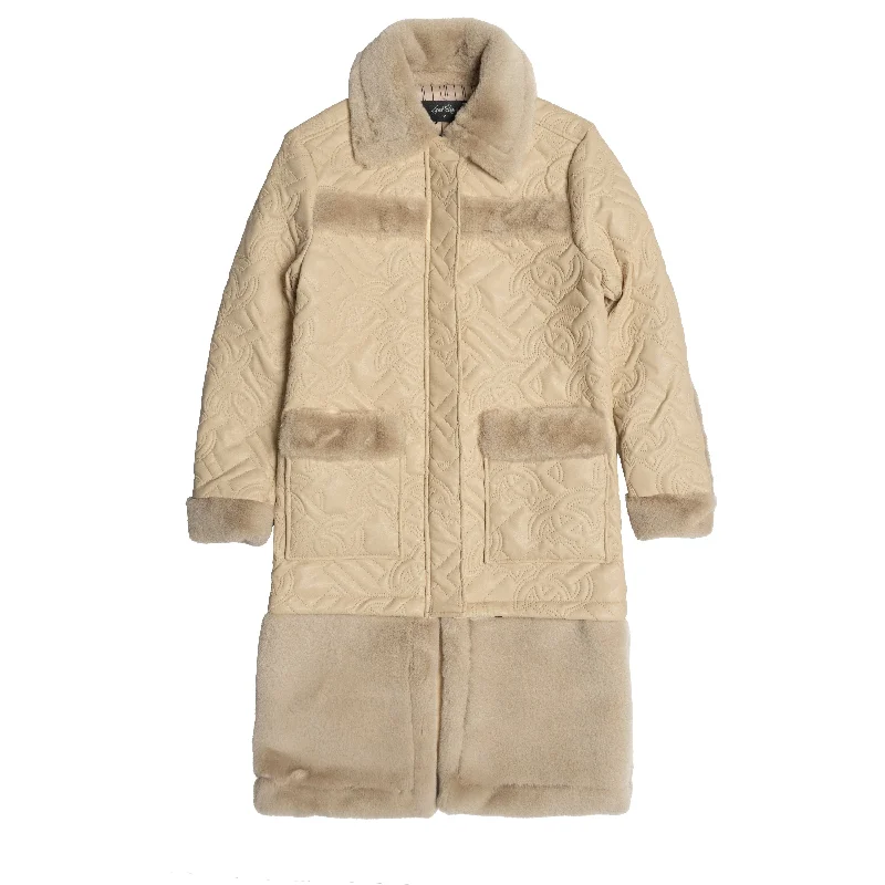F1300 Heritage Long Quilted Coat - Natural Feminine Women's Soft 