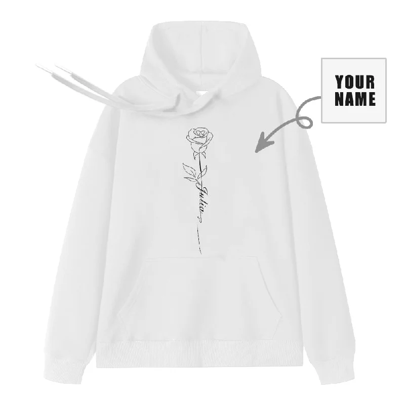 Featured Fun One Name Custom Hoodie Flower Print Relaxed Women's 