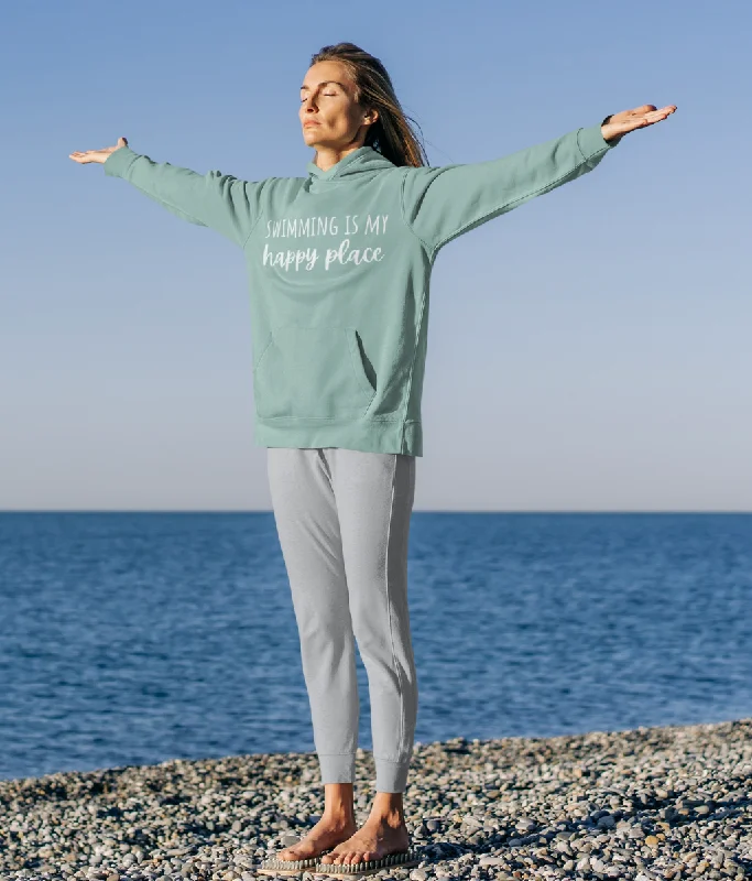 Swimming Is My Happy Place Organic Cotton Hoodie Traditional Women's Wool