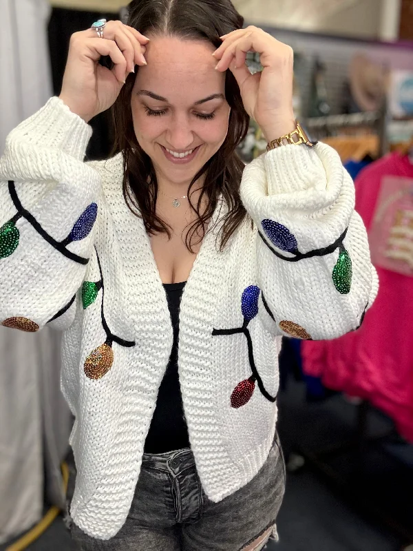 Elma Sequin Christmas Light Cardigan Refined Women's Velvet