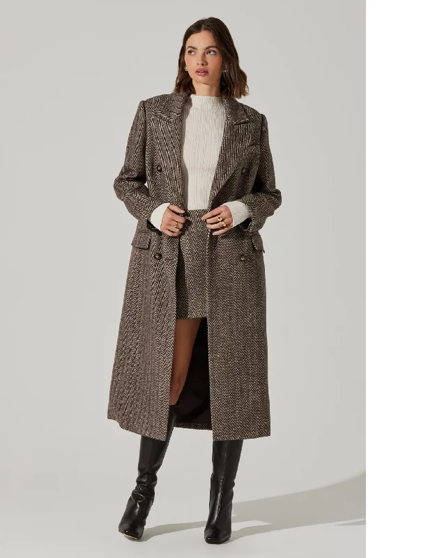 Morana Coat, Brown Herringbone Stylish Women's Neon