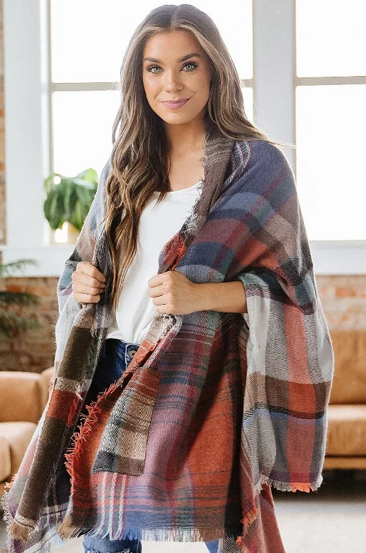 Cozy Plaid Kimono Classic Women's Pin - striped