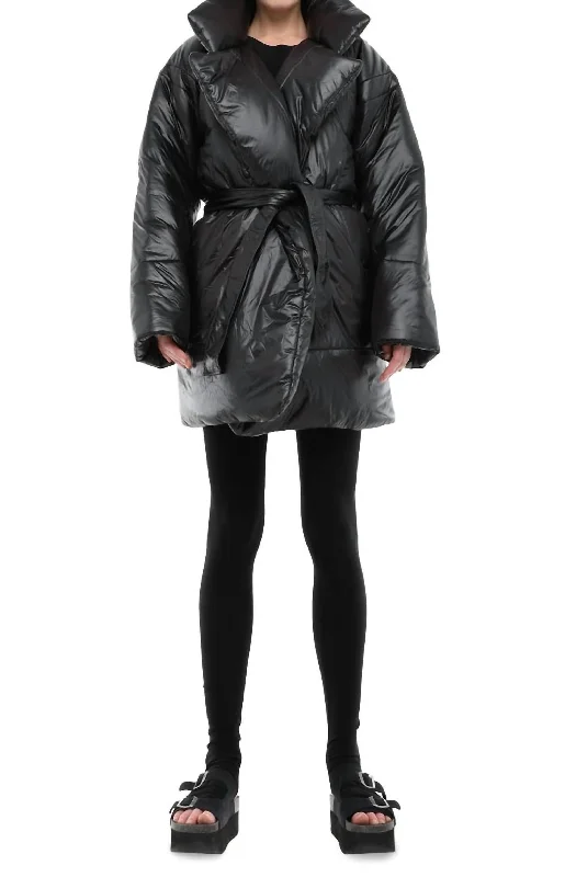 Knee Length Sleeping Bag Coat In Black Vintage Women's 1970S 