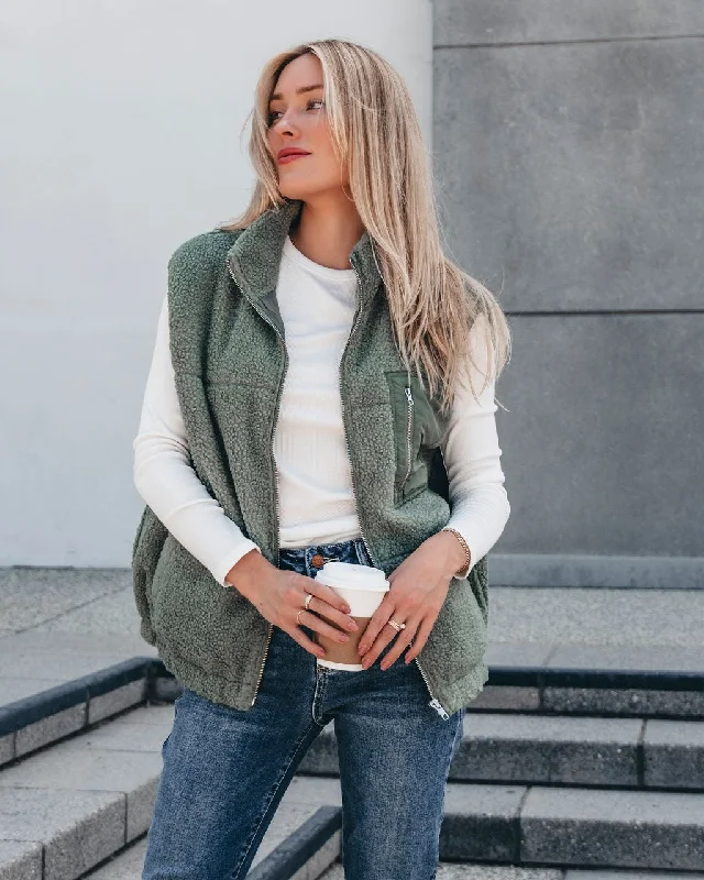 Mountainside Zip Up Fleece Vest - Sage Tough Women's Military - inspired