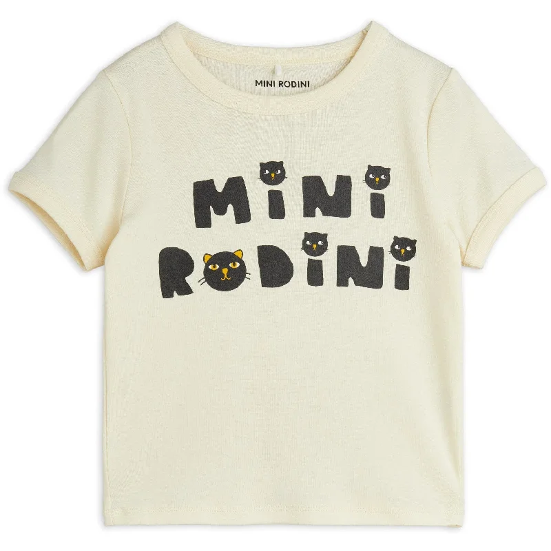 Mini Rodini Offwhite Mini Rodini Cats T-Shirt Relaxed Women's 
