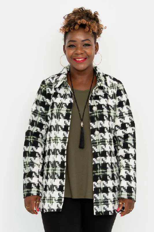 Cherie Coat, Houndstooth Stylish Women's Neon