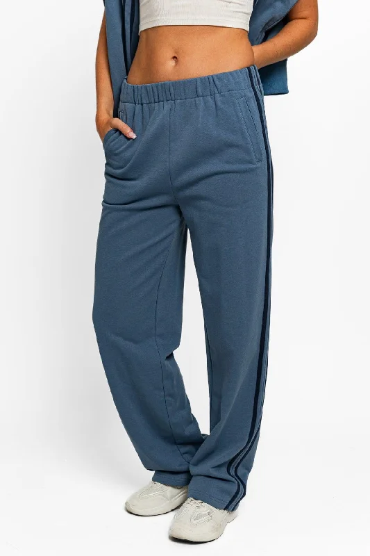 High Waisted Side Stripes Straight Track Sweatpants Minimalist Women's Casual
