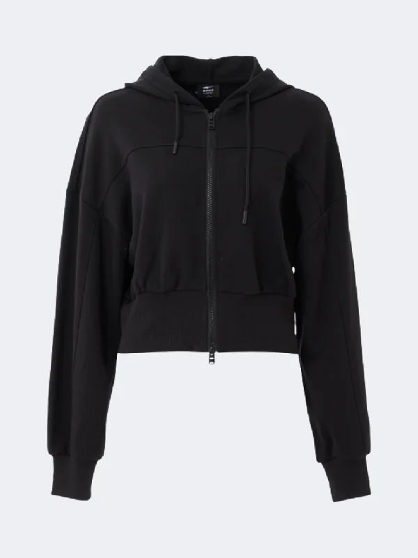 Erke Full Zip Women Lifestyle Hoody Black Sleek Women's 