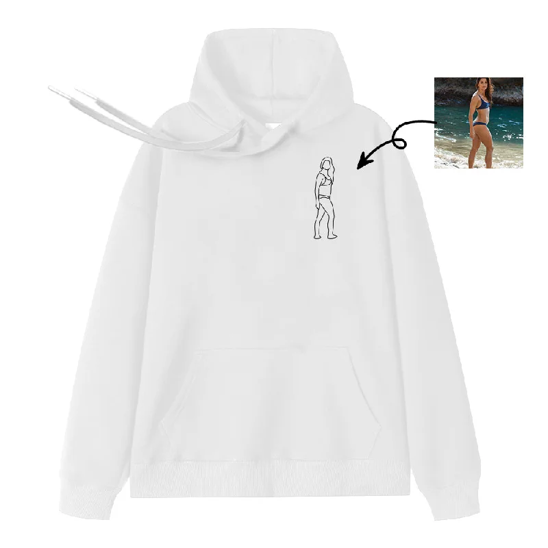 Ladies Sexy Photos Custom Hoodies Line Art Drawing Feminine Women's Style 