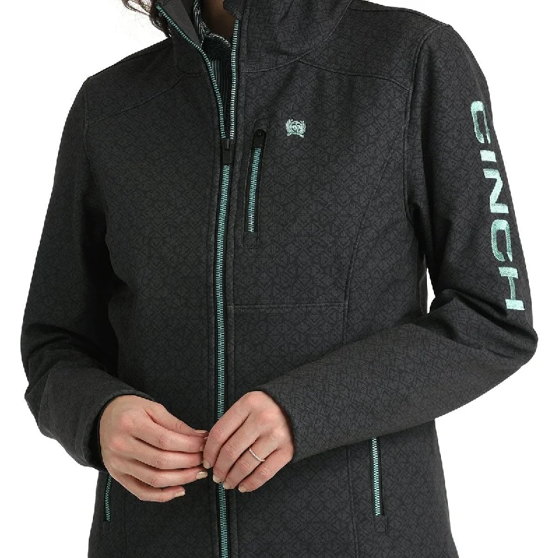 Cinch Women's Concealed Carry Bonded Jacket in Black Aztec Sustainable Organic