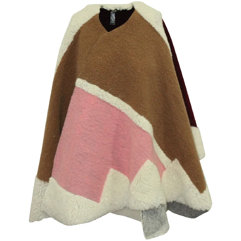 Maje Poncho in Multicolor Wool Unique Women's Upcycled