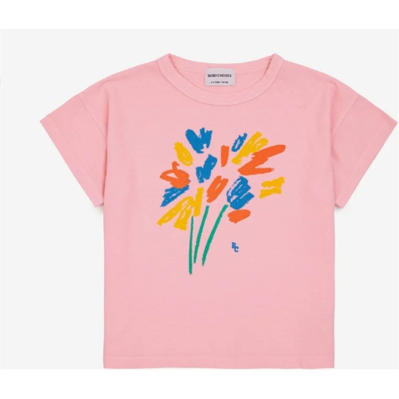Bobo Choses Fireworks T-Shirt Pink Classic Women's Pin - striped