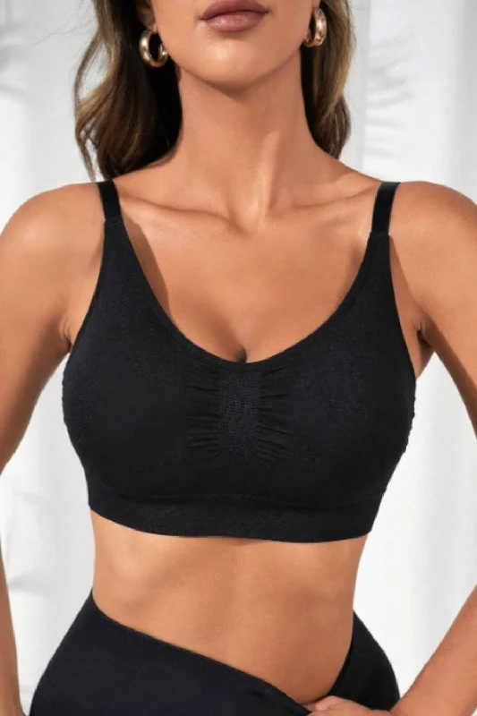 Scoop Neck Cropped Active Bra Feminine Women's Soft 