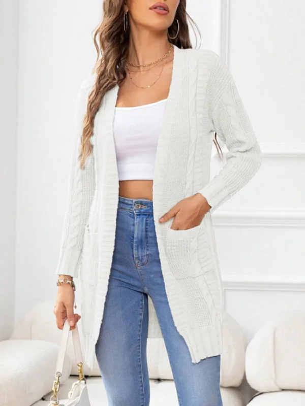 Open Front Long Sleeve Cardigan Practical Women's Quick - dry