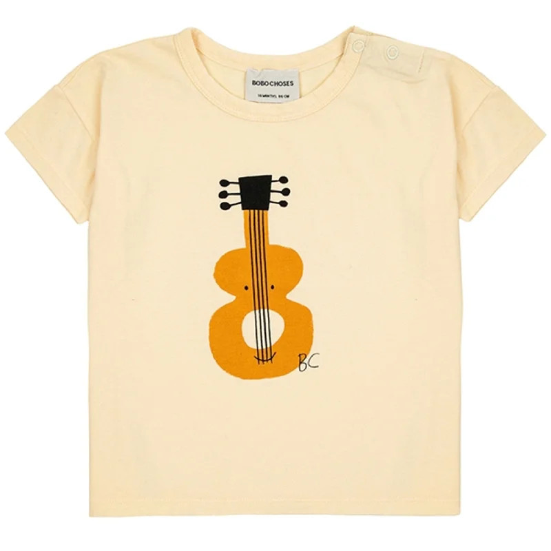 Bobo Choses Baby Acoustic Guitar T-Shirt Light Yellow Stylish Women's Neon