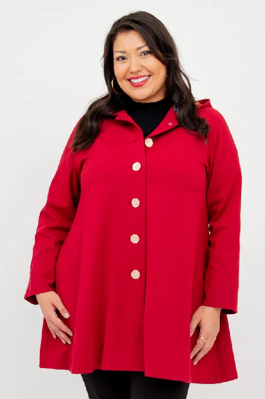 Florence Coat, Lipstick, Modal Cozy Women's Sherpa - lined